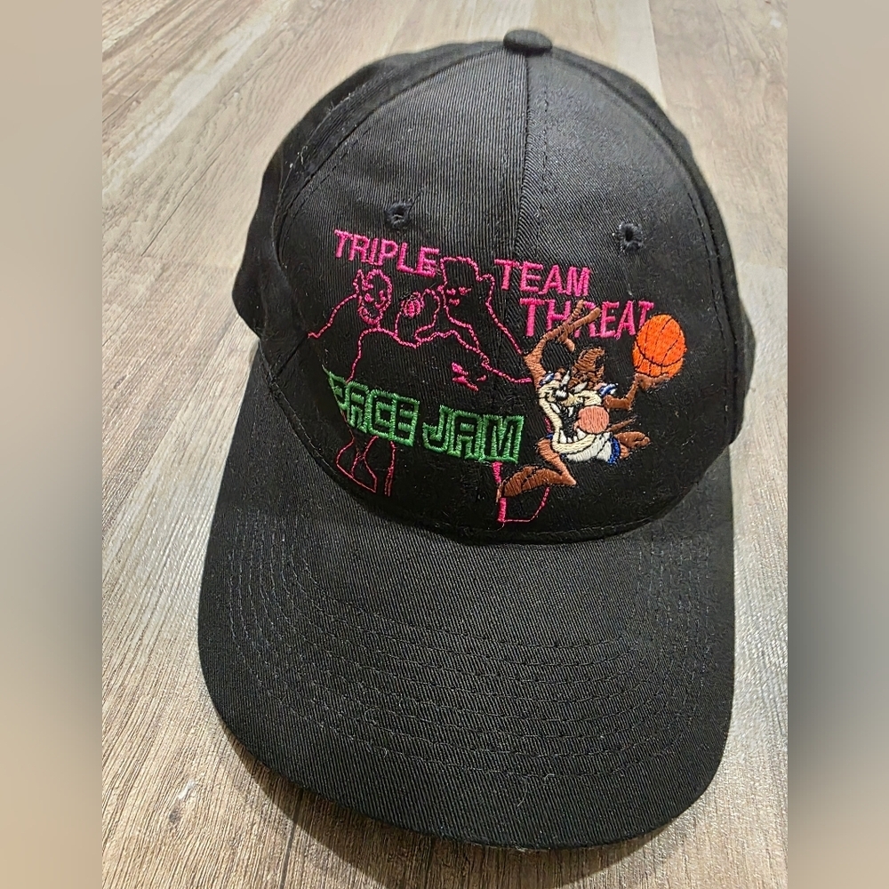 Vintage 1996 Space Jam Baseball Hat Adult Warner Bros One Size Black Kawaii Y2K